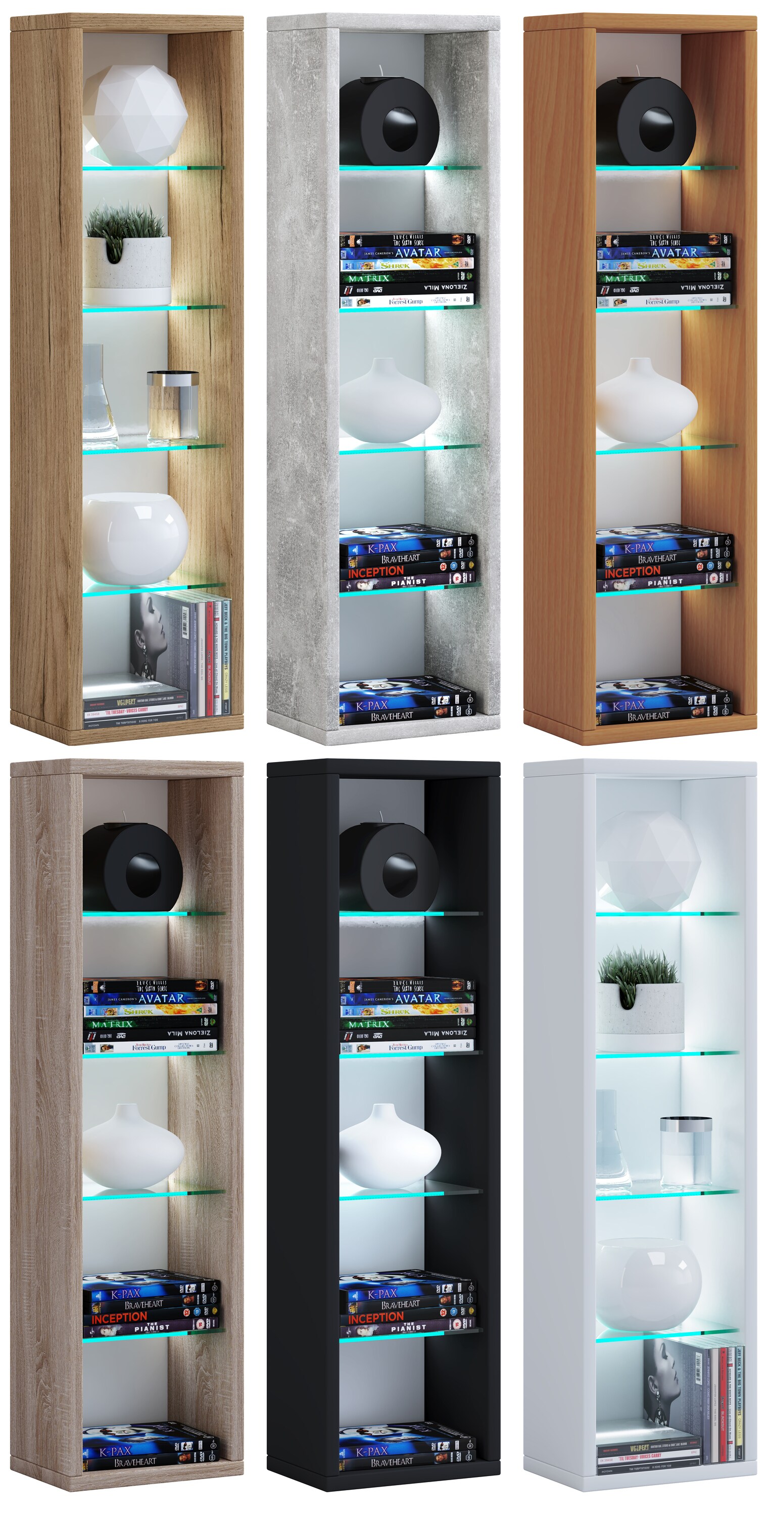 VCM Holz CD DVD Regal | B&uuml;cherregal | Aufbewahrung | Ma&szlig;e H. 77 x B. 21 x T. 14 cm | Standregal - Rasato L 