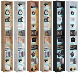 VCM Holz CD DVD Regal | Bücherregal | Aufbewahrung | Maße H. 155 x B. 21 x T. 14 cm | Standregal - Rasato XL 