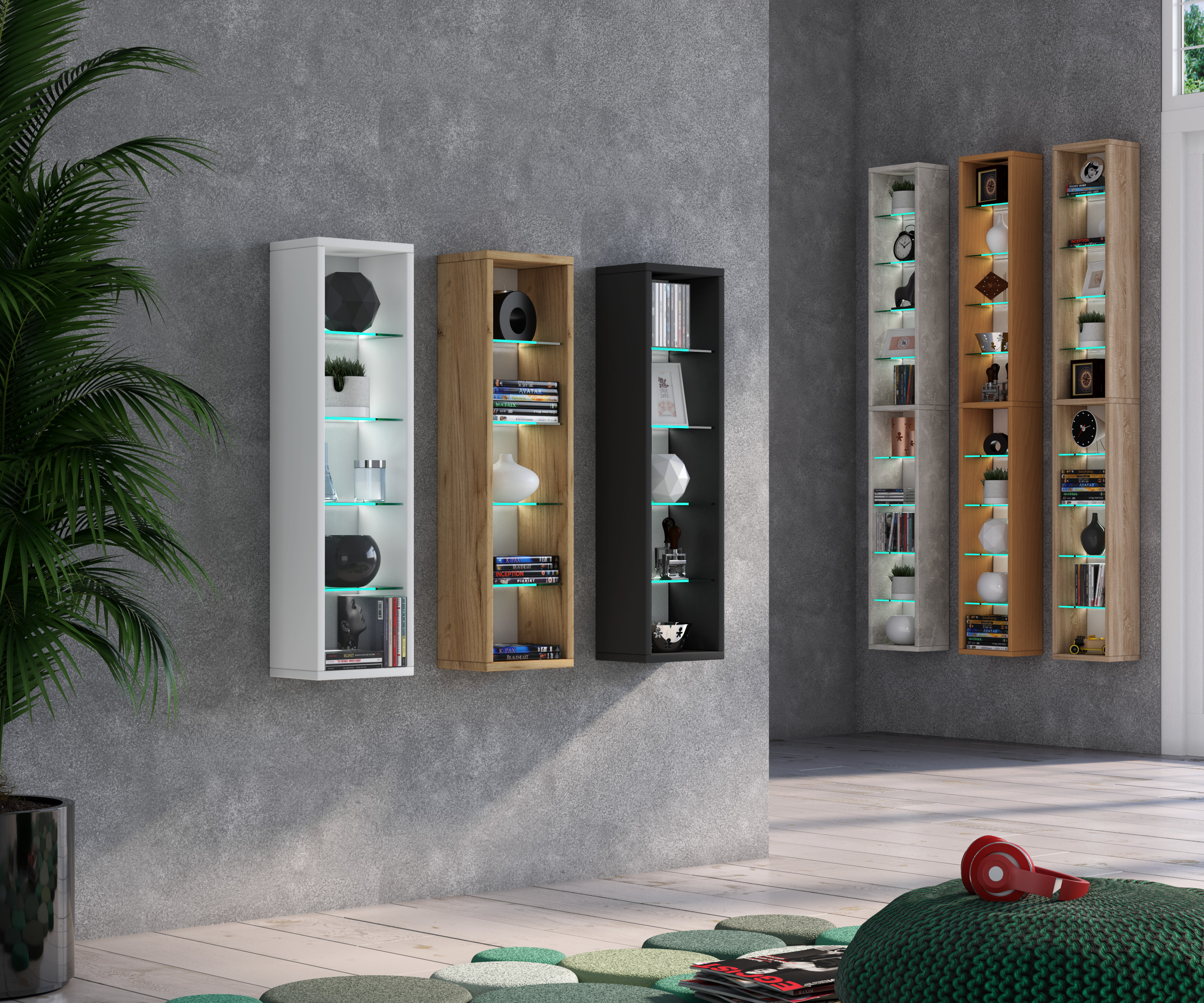 VCM Holzregal h&auml;ngend | platzsparendes Regal | Ma&szlig;e: H. 152 x B. 21 x T. 14 cm | Elegantes Regal h&auml;ngend | Aufbewahrungsregal | B&uuml;cherregal | Wandregal - Rasato XL 