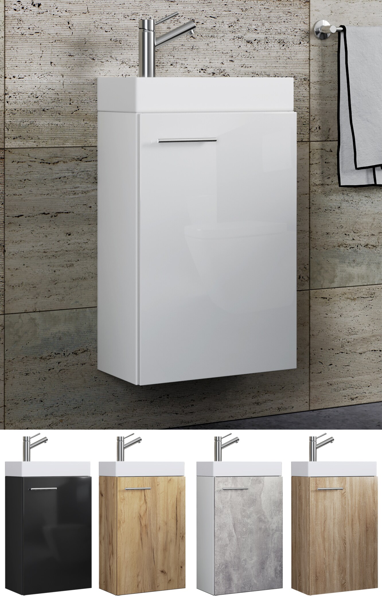 VCM 2-tlg Set | Waschplatz f&uuml;r G&auml;ste WC | G&auml;stebad | Waschtisch | Badezimmer Set - Slito 