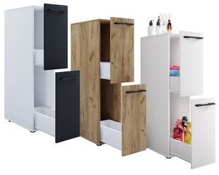 VCM Holz Badezimmerschrank | Badmöbel | Nischenschrank | Raumteiler mit zwei Schubladen | Hochschrank | Maße ca. H. 110 x B. 25 x T. 50 cm - Sadilo L 