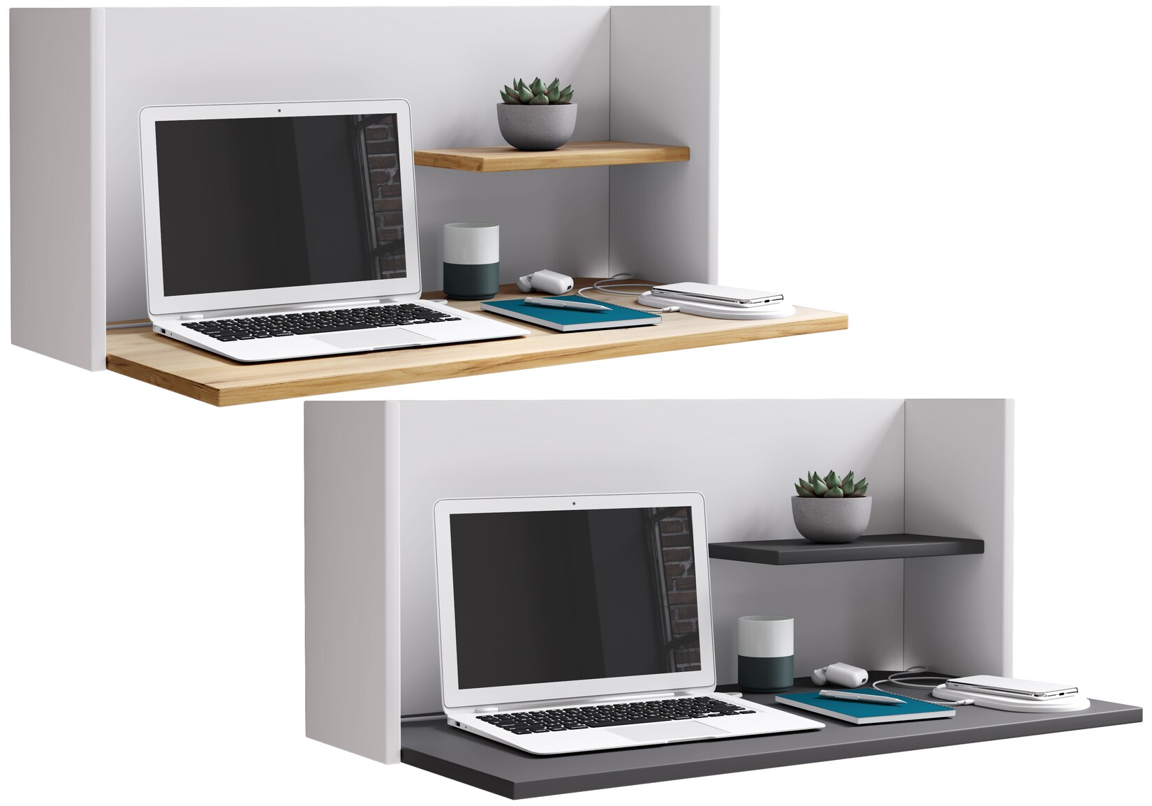 VCM Holz Hänge Schreibtisch Wandlaptoptisch Workstation Computertisch Workas