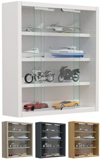 VCM Glasvitrine hängend | Vitrine Glas mit ESG-Sicherheitsglas | Maße: H. 40 x B. 37 x T. 10 cm| Hängevitrine Glas | Modern und platzsparend | Glas Vitrinenschrank -  Agisa S 