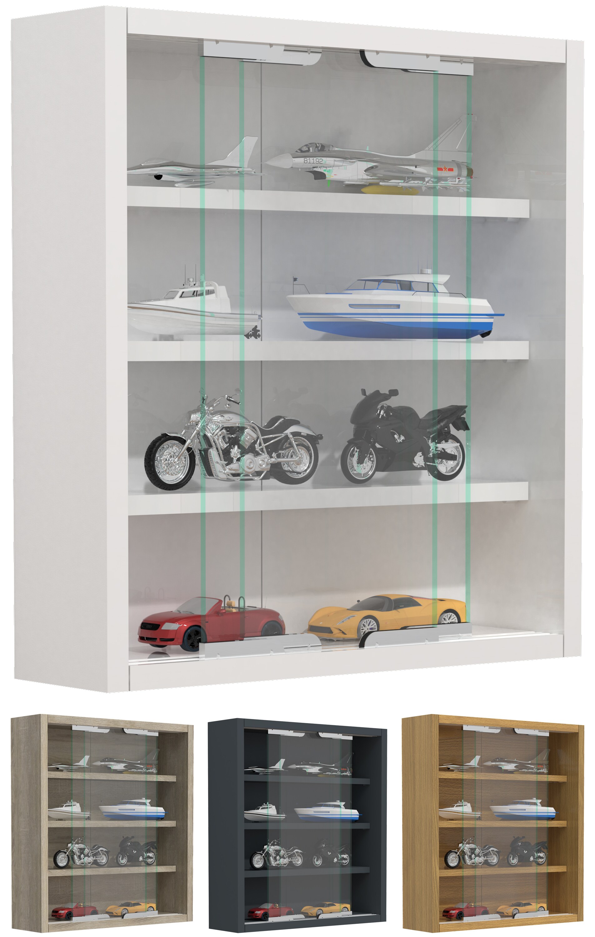 VCM Glasvitrine h&auml;ngend | Vitrine Glas mit ESG-Sicherheitsglas | Ma&szlig;e: H. 40 x B. 37 x T. 10 cm| H&auml;ngevitrine Glas | Modern und platzsparend | Glas Vitrinenschrank -  Agisa S 