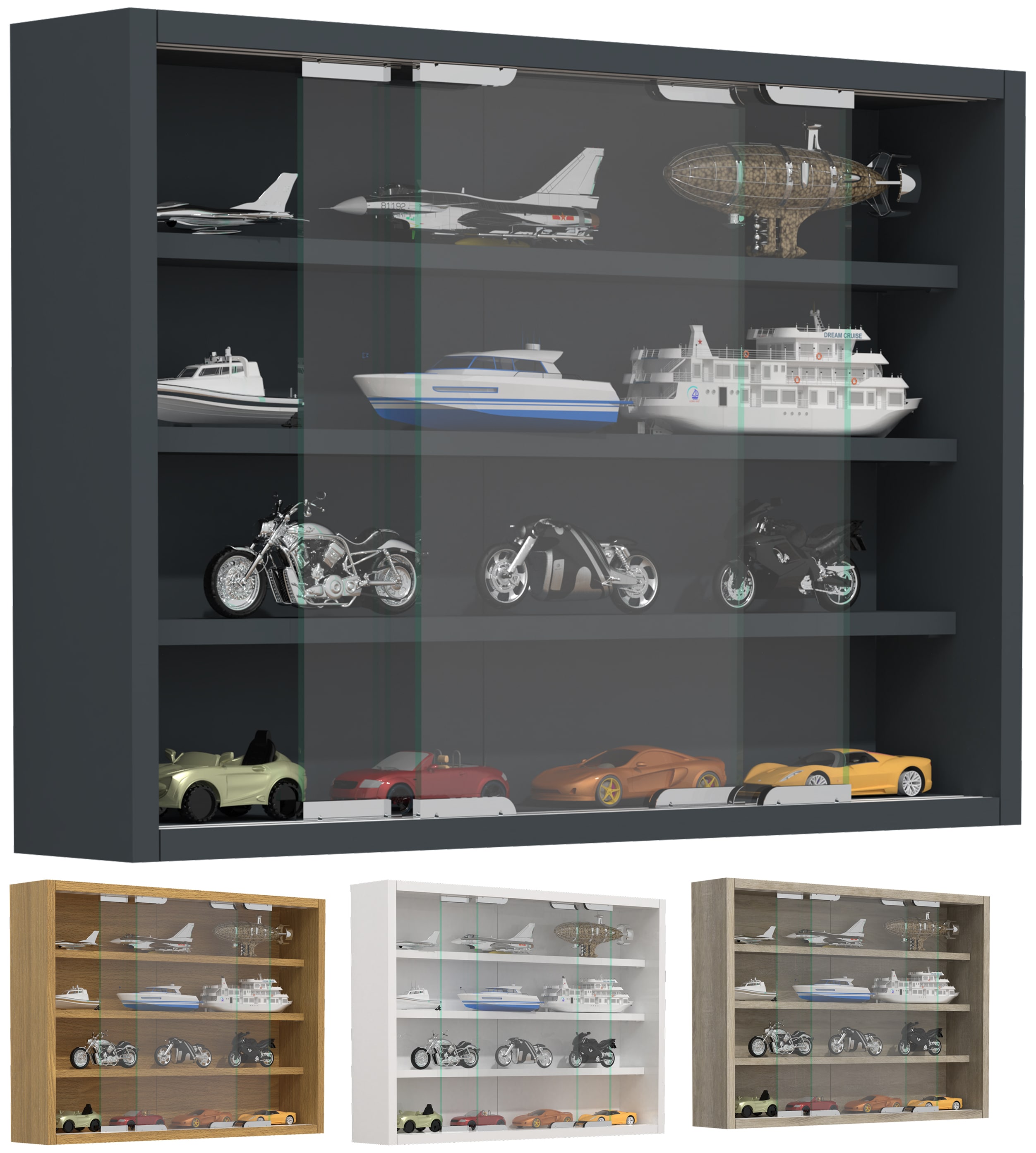 VCM Glasvitrine h&auml;ngend | Vitrine Glas mit ESG-Sicherheitsglas | Ma&szlig;e: H. 40 x B. 57 x T. 10 cm | H&auml;ngevitrine Glas | Modern und platzsparend | Glas Vitrinenschrank - Agisa M 