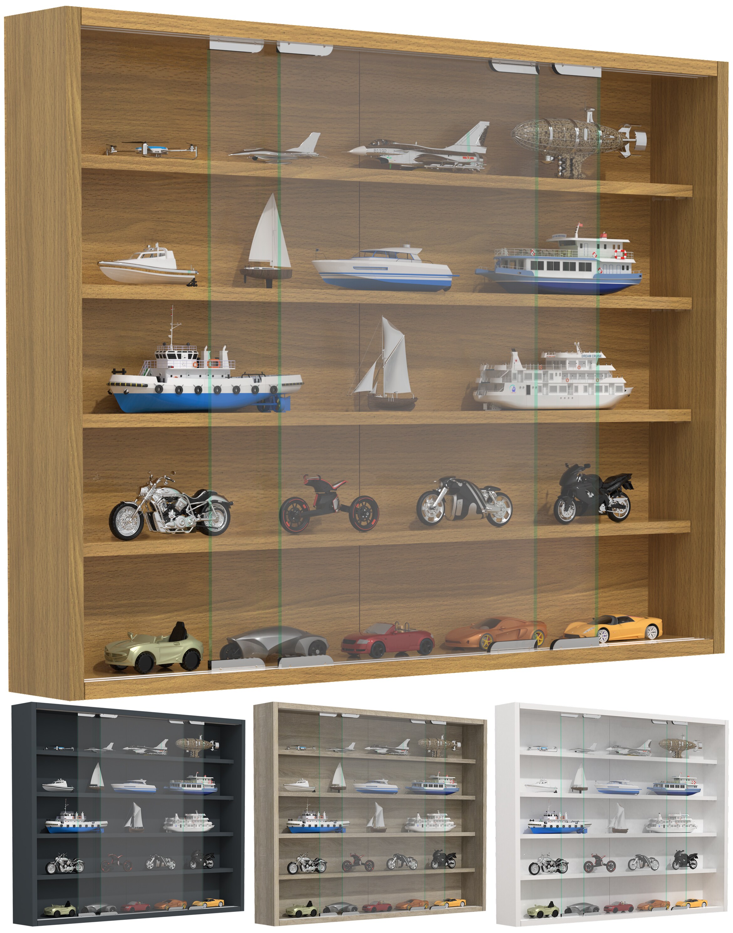 VCM Glasvitrine h&auml;ngend | Vitrine Glas mit ESG-Sicherheitsglas | Ma&szlig;e ca. H. H. 60 x B. 77 x T. 10  cm | H&auml;ngevitrine Glas | Modern und platzsparend | Glas Vitrinenschrank - Agisa L 