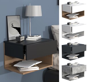 VCM Nachtschrank | Wandschublade | Wandboard | Nachttisch | Maße ca. H. 30 x B. 45 x T. 32 cm - Usal XL 45 cm 