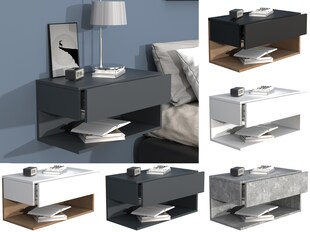 VCM Nachtschrank | Wandschublade | Wandboard | Nachttisch |Maße ca. H. 30 x B. 60 x T. 32 cm - Usal XL 60 cm 