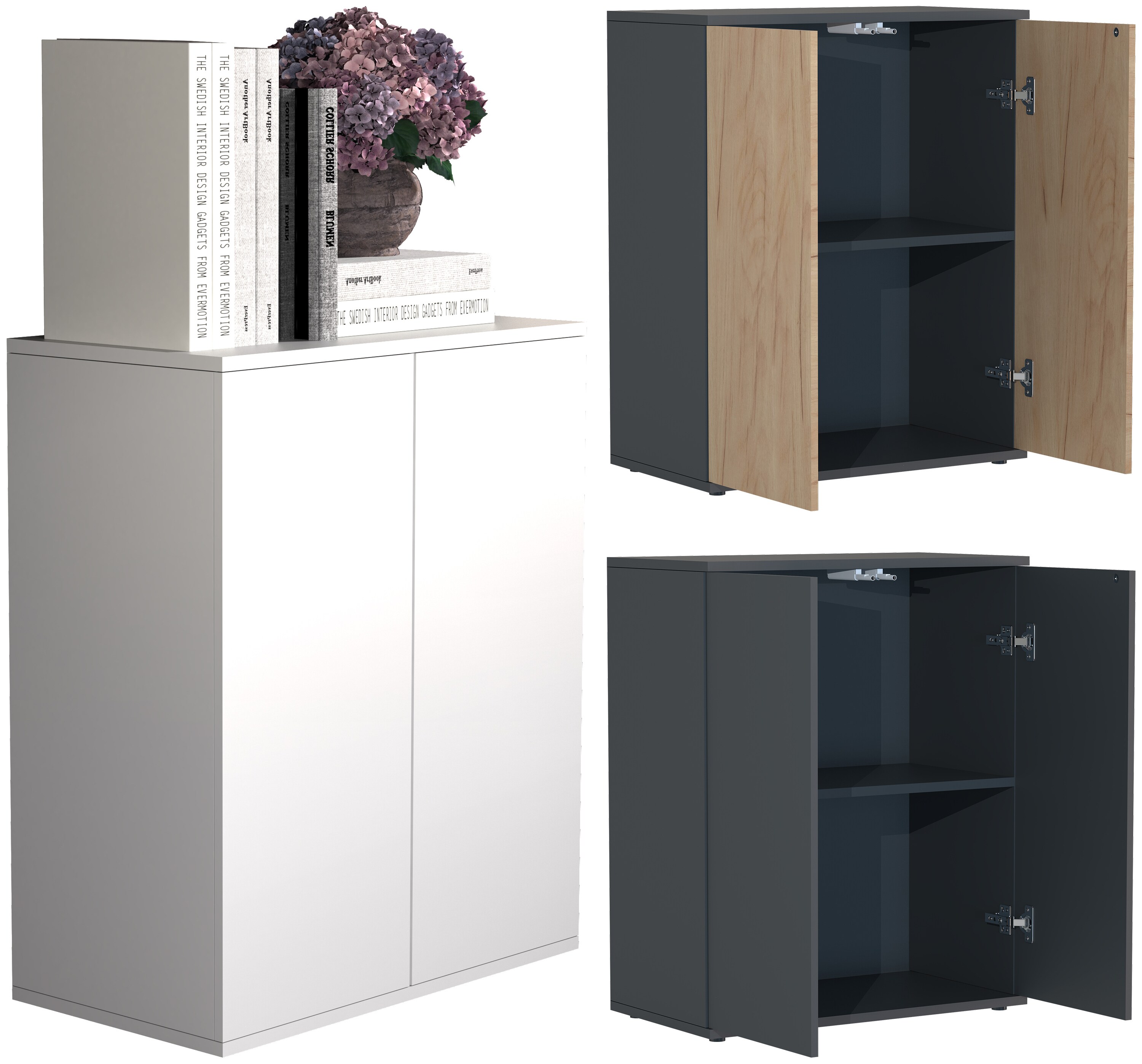 VCM Holz Kommode | Sideboard mit Dreht&uuml;ren | Ma&szlig;e ca. H. 73 x B. 60 x T. 32 cm - Dalosa 2 