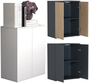 VCM Holz Kommode | Sideboard mit Drehtüren | Maße ca. H. 73 x B. 60 x T. 32 cm - Dalosa 2 