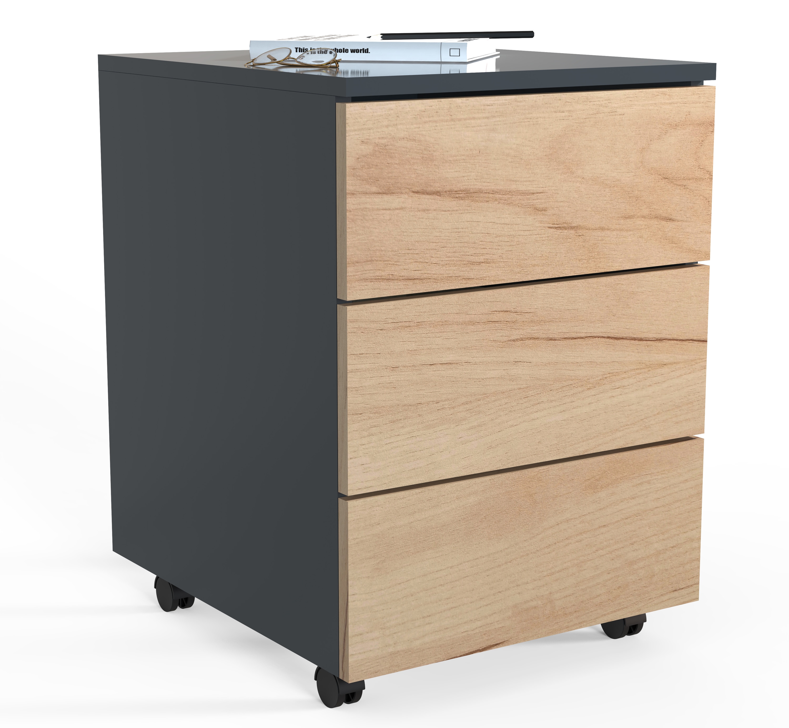 VCM Rollcontainer | Beistellcontainer mit Schubladen |Ma&szlig;e ca. H. 55 x B. 39 x T. 70 cm | B&uuml;rocontainer - Dalosa 3 Schubladen 