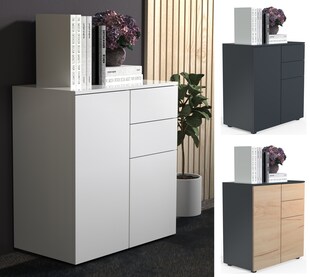 VCM Holz Kommode | Sideboard mit 2 Drehtüren und zwei Schubladen | Maße H. 77 x B. 70 x T. 39 cm - Dalosa 