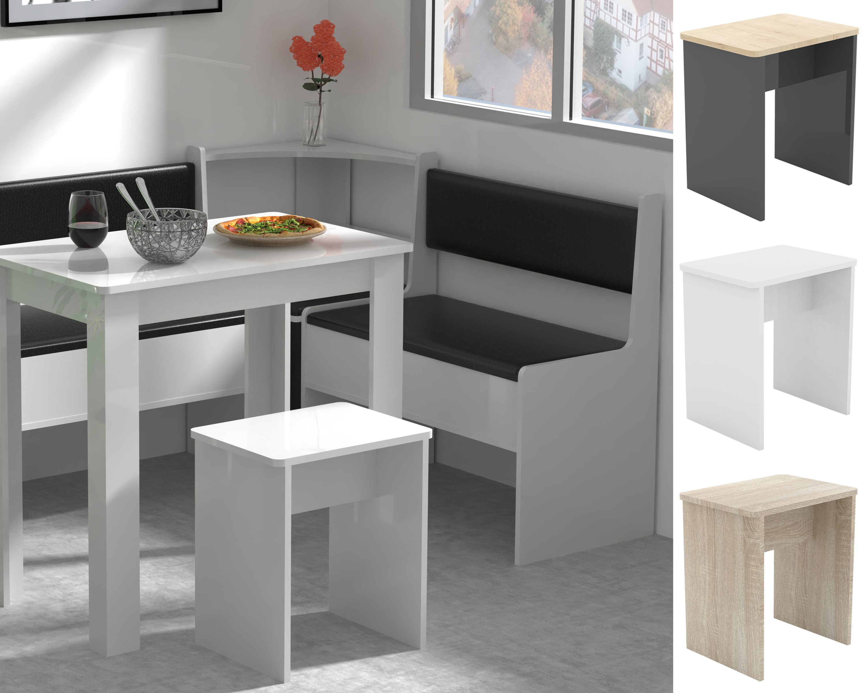 VCM Holz Sitzhocker W&uuml;rfel | Fu&szlig;ablage mit den Ma&szlig;en H. 45 x B. 40 x T. 30 cm | Beistelltisch Esal 