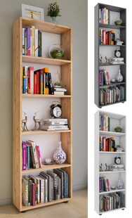 VCM Holzregal stehend | platzsparender Bücherregal | Maße ca. H. 169 x B. 56 x T. 20 cm | Elegante Aufbewahrung | Regal – Bulas 5 Fächer 