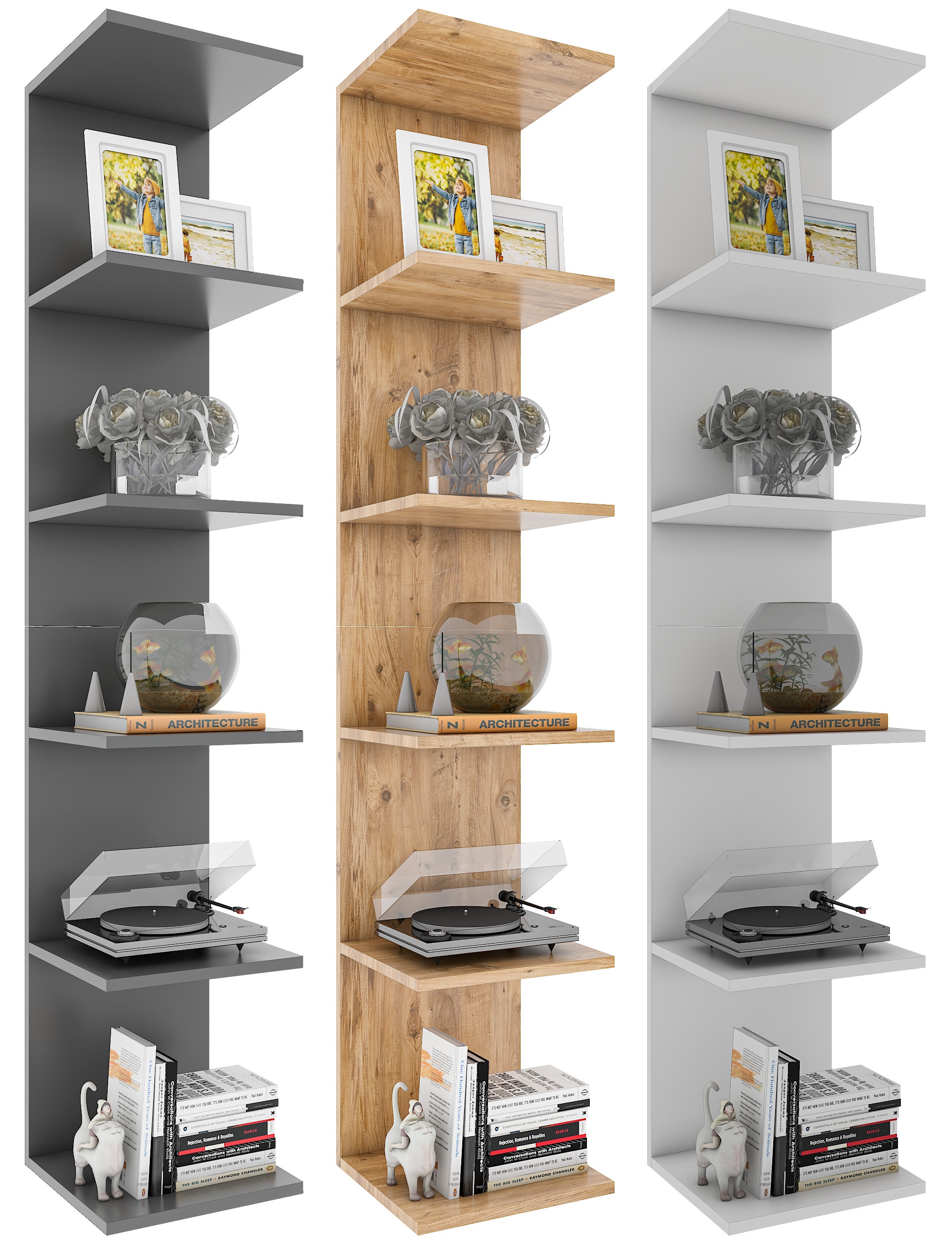 VCM Holzregal h&auml;ngend | platzsparendes Regal | Ma&szlig;e: H. 180 x B. 35 x T. 30 cm | Elegantes Regal h&auml;ngend | Aufbewahrungsregal | B&uuml;cherregal | Wandboard - Lazas 