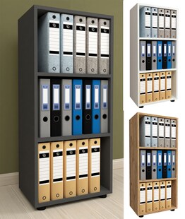 VCM Holzregal stehend | platzsparender Aktenschrank | Maße ca. H. 108 x B. 49 x T. 32 cm | Elegantes Regal | Büroregal – Ulas 3f 