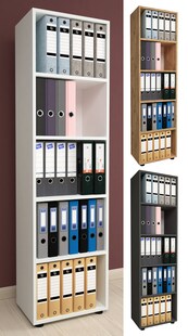 VCM Holzregal stehend | platzsparender Aktenschrank | Maße ca. H. 178 x B. 49 x T. 32 cm | Elegantes Regal | Büroregal – Ulas 5f 