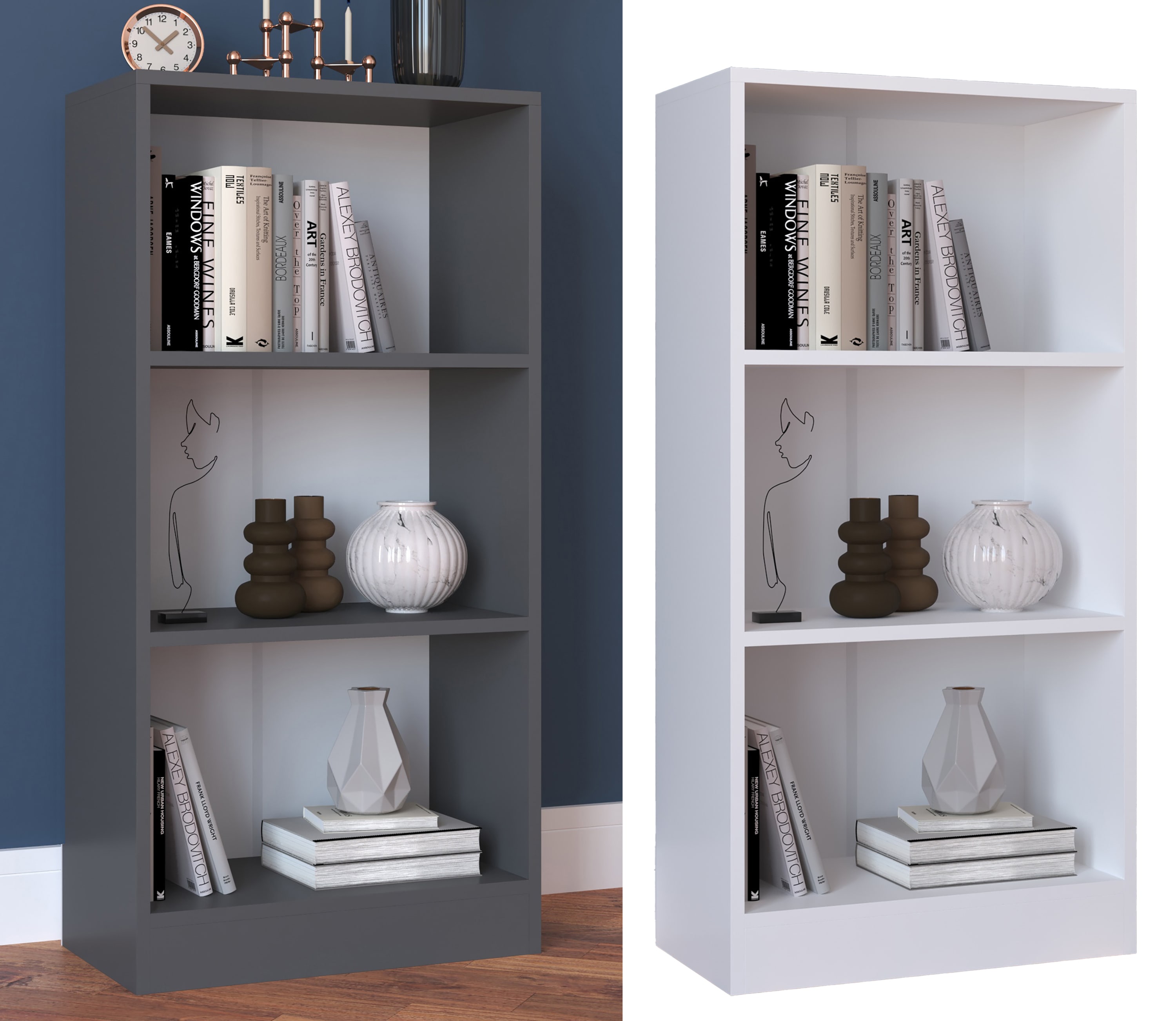 VCM Holz Aufbewahrung Stand Regal B&uuml;cherregal Deko B&uuml;cher Standregal Dilos M 3-fach 