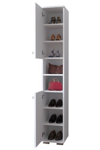 VCM Holz Schuhschrank | schmal | Hochschrank | Maße: H. 178 x B. 30 x T. 33 cm | 2 Drehtüren | 8 Fächer - Gados M 