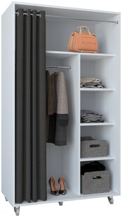 VCM Holz Kleiderschrank | Offener Schrank mit Rollen| begehbarer | Kleiderregal | Maße ca. H. 175 x B. 101 x T. 51 cm - Ostila 