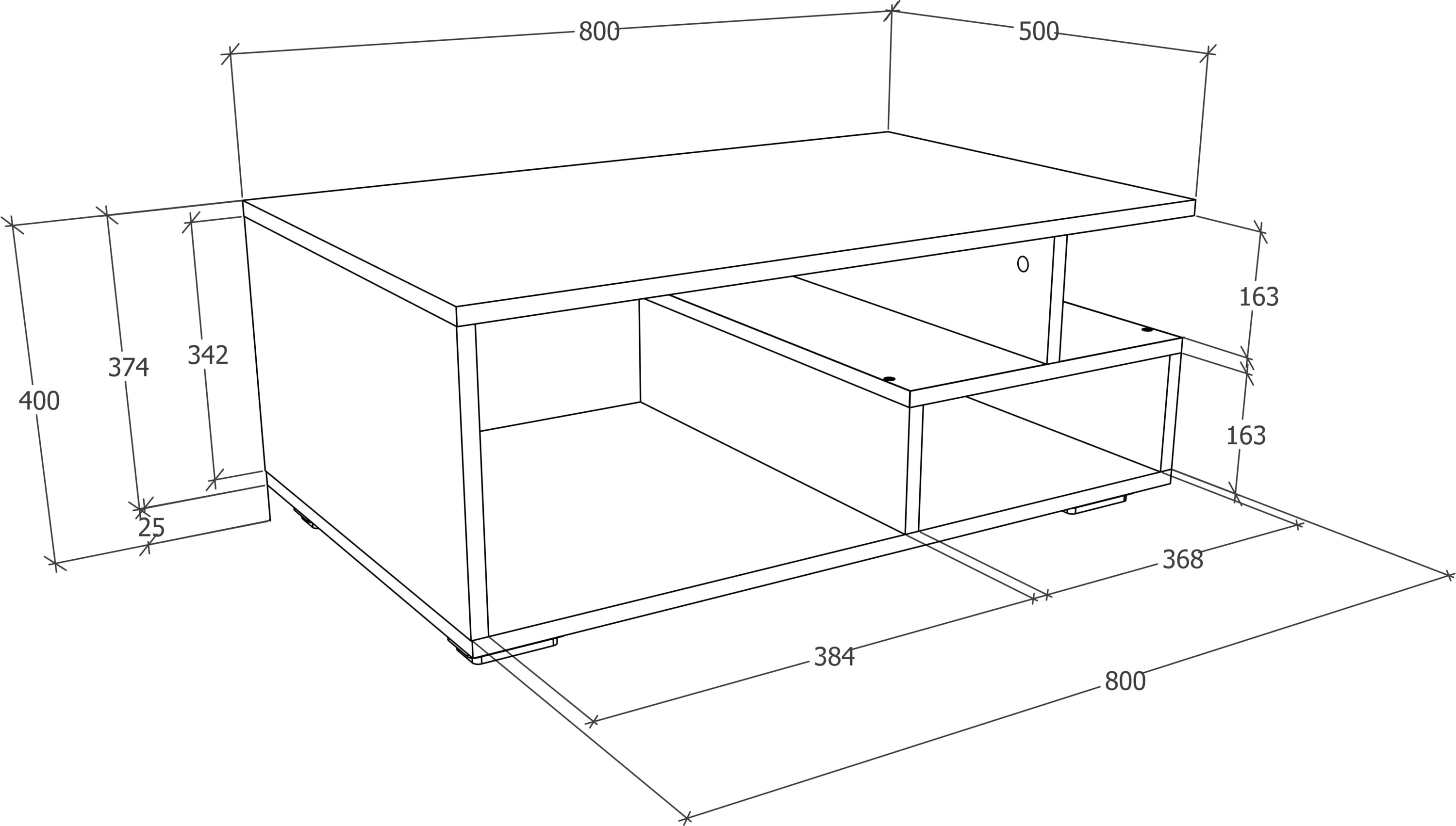 VCM Holz Couchtisch | Sofatisch mit ausreichend Stauraum | Maße ca. H. 40 x B. 80 x T. 50 cm | Wohnzimmertisch