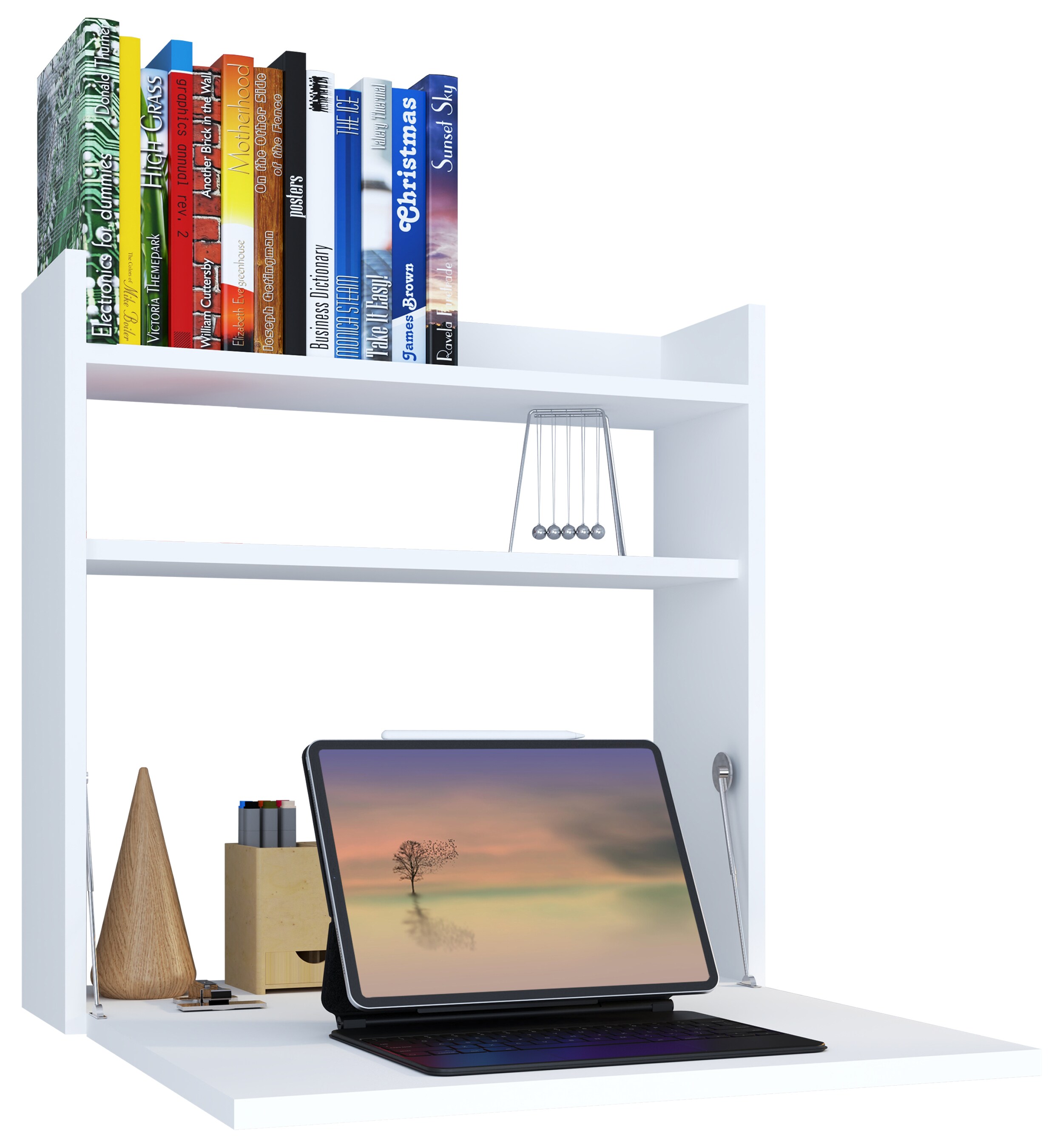 VCM Holz H&auml;nge Klapp Schreibtisch Wandschreibtisch Computertisch Ablage Dralis 