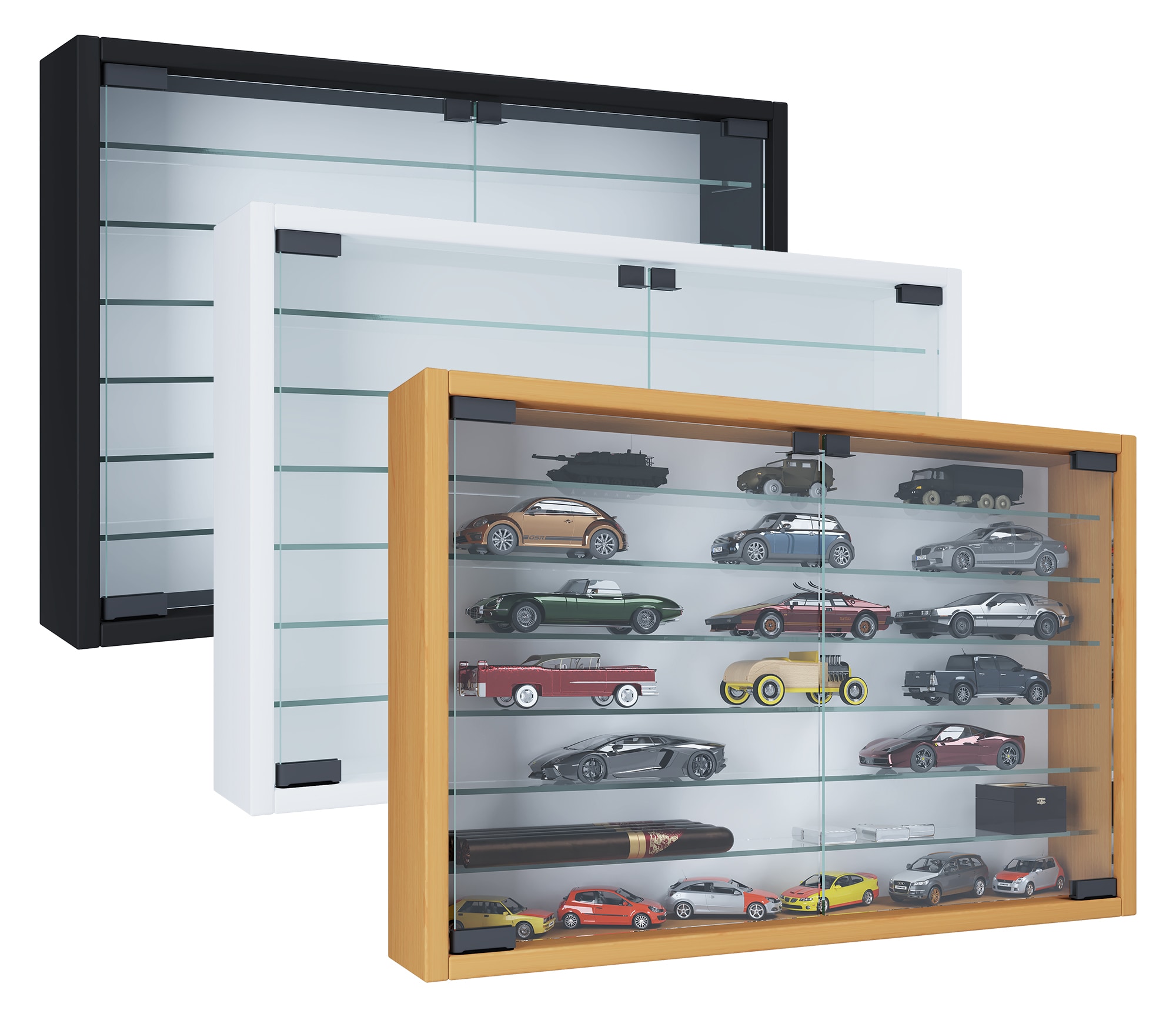 VCM VCM | Glasvitrine h&auml;ngend | Vitrine Glas mit ESG-Sicherheitsglas | Ma&szlig;e: H. 40 x B. 60 x T. 10 cm | H&auml;ngevitrine Glas | Modern und platzsparend | Glas Vitrinenschrank - Mandosa XL 