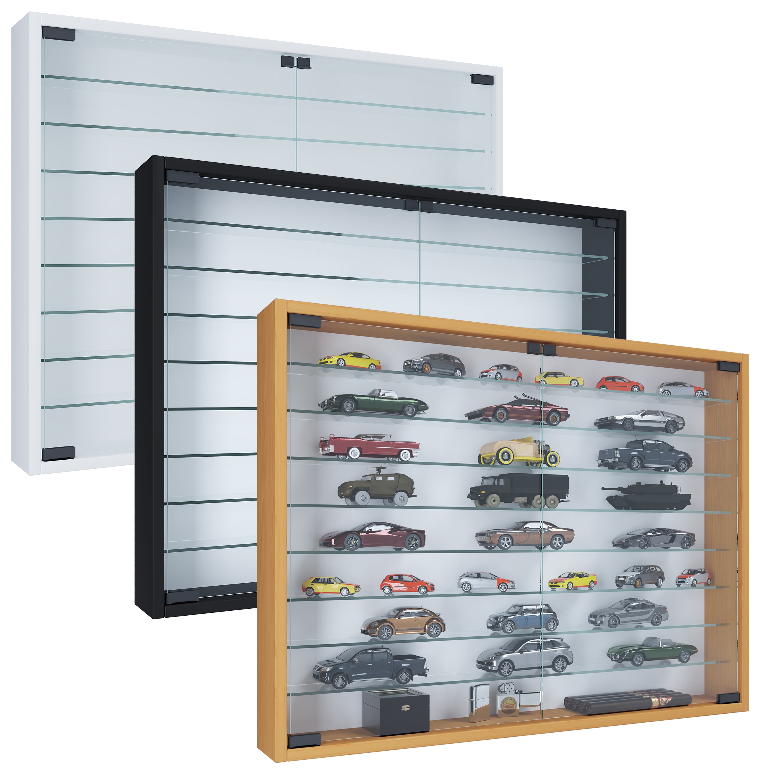 VCM Glasvitrine h&auml;ngend | Vitrine Glas mit ESG-Sicherheitsglas | Ma&szlig;e: H. 60 x B. 80 x T. 10 cm | H&auml;ngevitrine Glas | Modern und platzsparend | Glas Vitrinenschrank - Mandosa XXL 