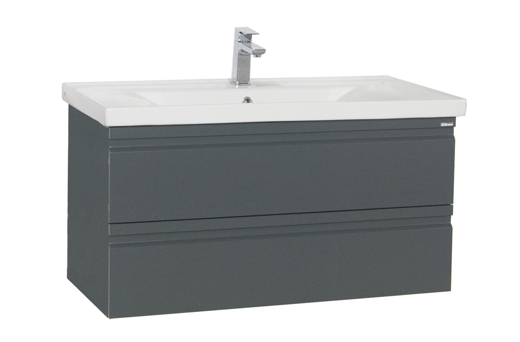 VCM 2-tlg. Waschplatz | Waschtisch Unterschrank 100 cm | Badm&ouml;bel Set mit Waschbecken | grifflose Schubladen | Komplettset Silora XL 