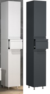 VCM Holz Badezimmerschrank | Badmöbel | Badschrank |  Hochschrank | Maße ca. H. 180 x B. 30 x T. 32 cm - Silora 