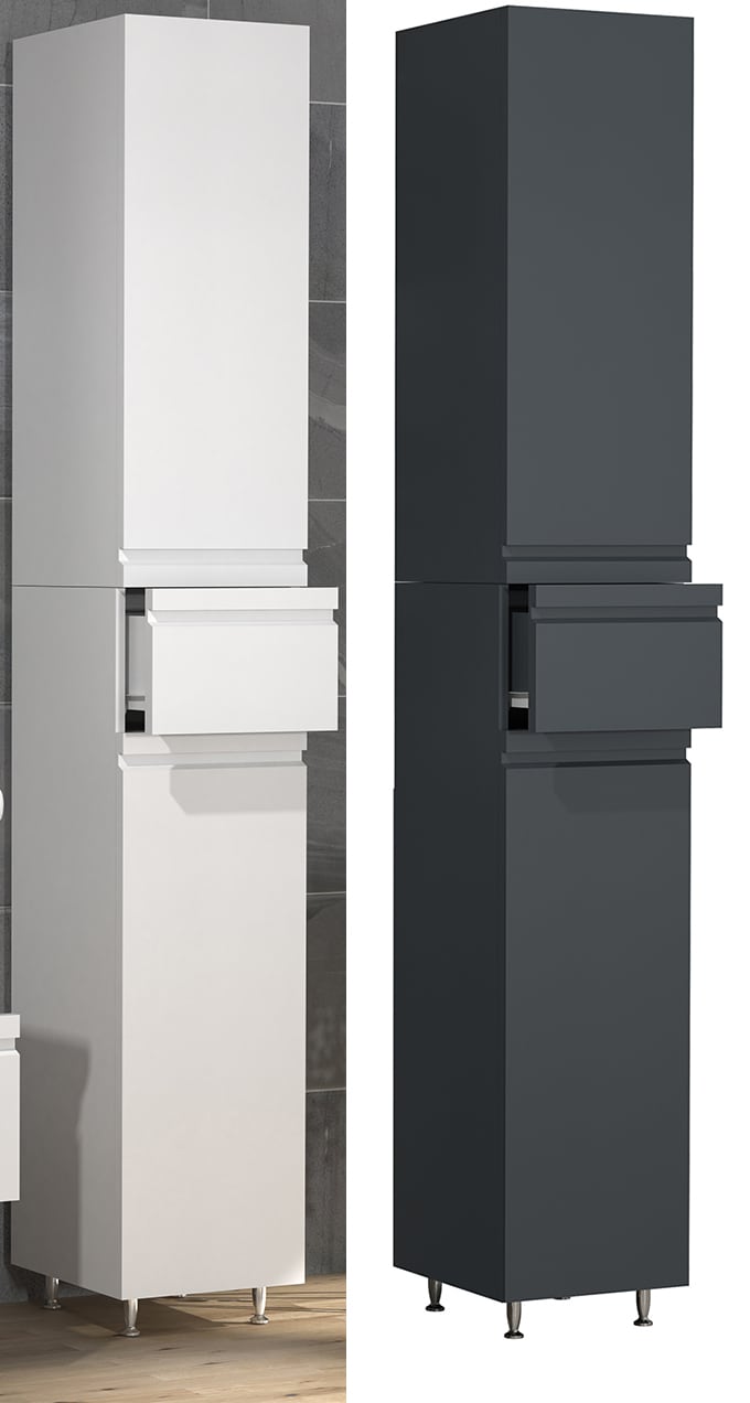 VCM Holz Badezimmerschrank | Badm&ouml;bel | Badschrank |  Hochschrank | Ma&szlig;e ca. H. 180 x B. 30 x T. 32 cm - Silora 