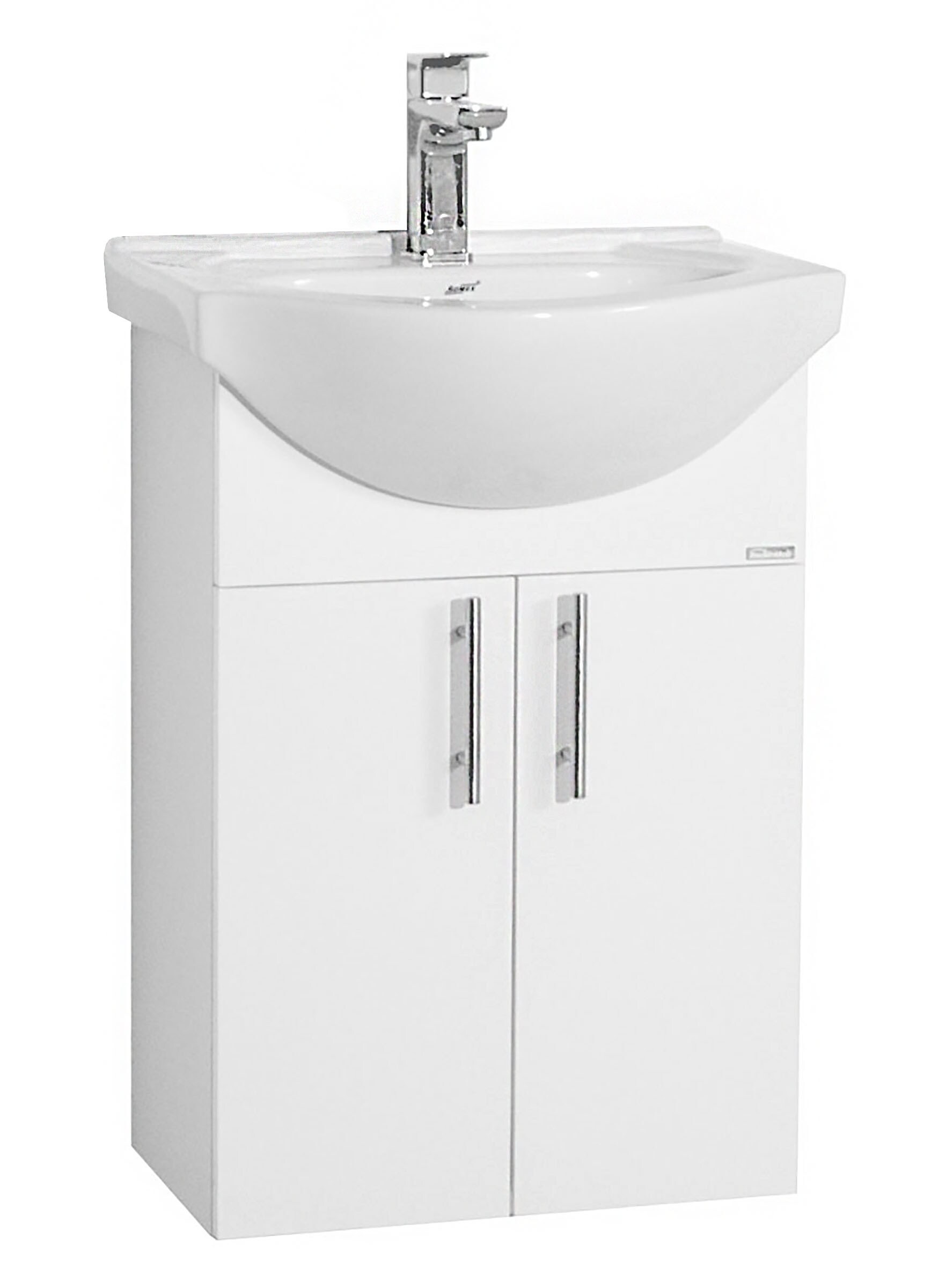 VCM 2-tlg. Waschplatz | Waschtisch Unterschrank 55 cm | Badm&ouml;bel Set mit Waschbecken | Komplett set mit Dreht&uuml;ren Lisalo M 