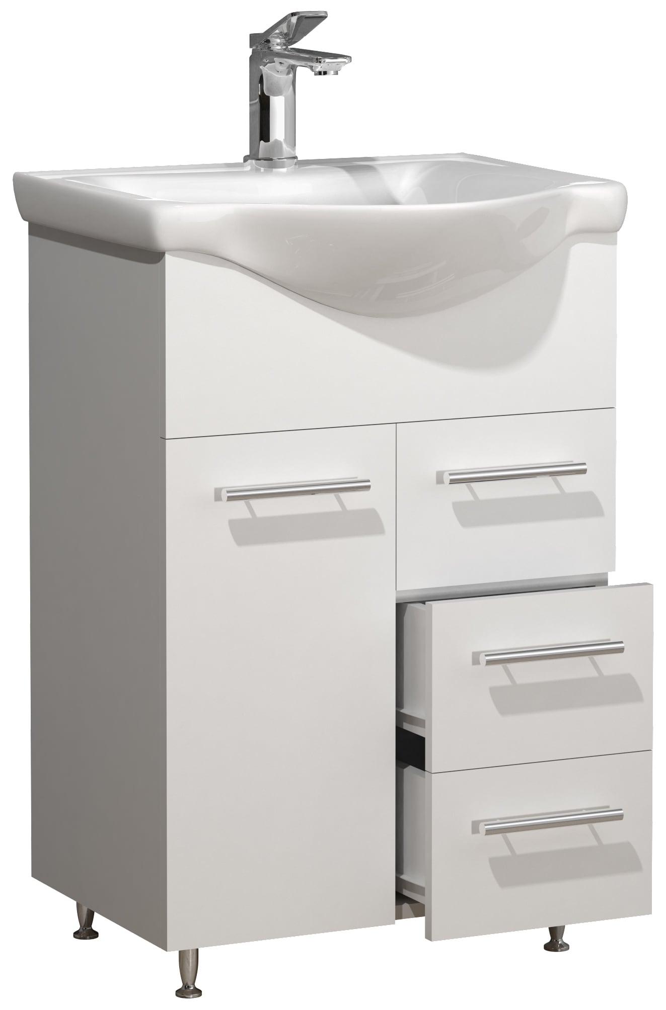 VCM 2-tlg. Waschplatz | Waschtisch Unterschrank 55 cm | Badm&ouml;bel Set mit Waschbecken | praktische Schubladen | Lisalo L 