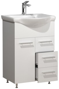 VCM 2-tlg. Waschplatz | Waschtisch Unterschrank 55 cm | Badmöbel Set mit Waschbecken | praktische Schubladen | Lisalo L 