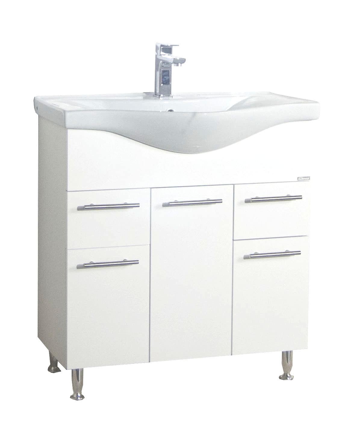 VCM 2-tlg. Waschplatz|  Waschtisch Unterschrank 75 cm | Badm&ouml;bel Set mit Waschbecken | praktische Schubladen und Dreht&uuml;ren | Komplett Lisalo XL 