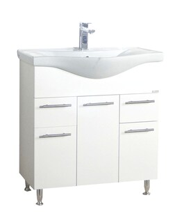 VCM 2-tlg. Waschplatz|  Waschtisch Unterschrank 75 cm | Badmöbel Set mit Waschbecken | praktische Schubladen und Drehtüren | Komplett Lisalo XL 