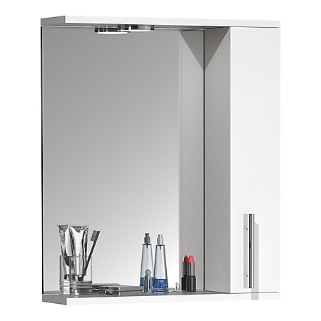 VCM Badspiegel Wandspiegel 50 cm Hängespiegel Spiegelschrank Badezimmer Drehtür Beleuchtung Lisalo M 