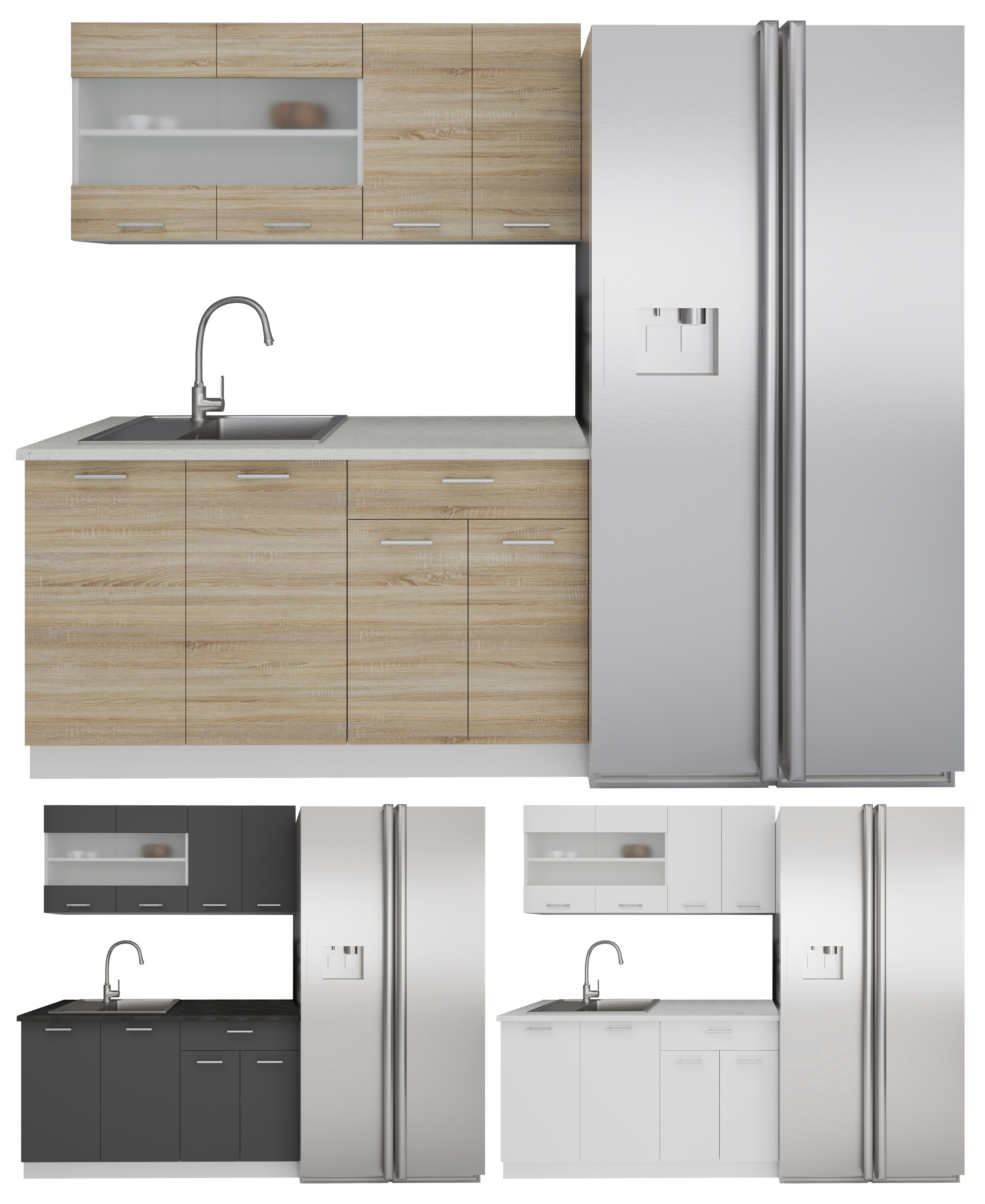 VCM 4-tlg Singlek&uuml;che | Ma&szlig;e H. 145 x B. 140 x. T. 46 cm | Arbeitsplatten optional in versch. Farben und Gr&ouml;&szlig;en erh&auml;ltlich | Komplettk&uuml;che - Esilo 