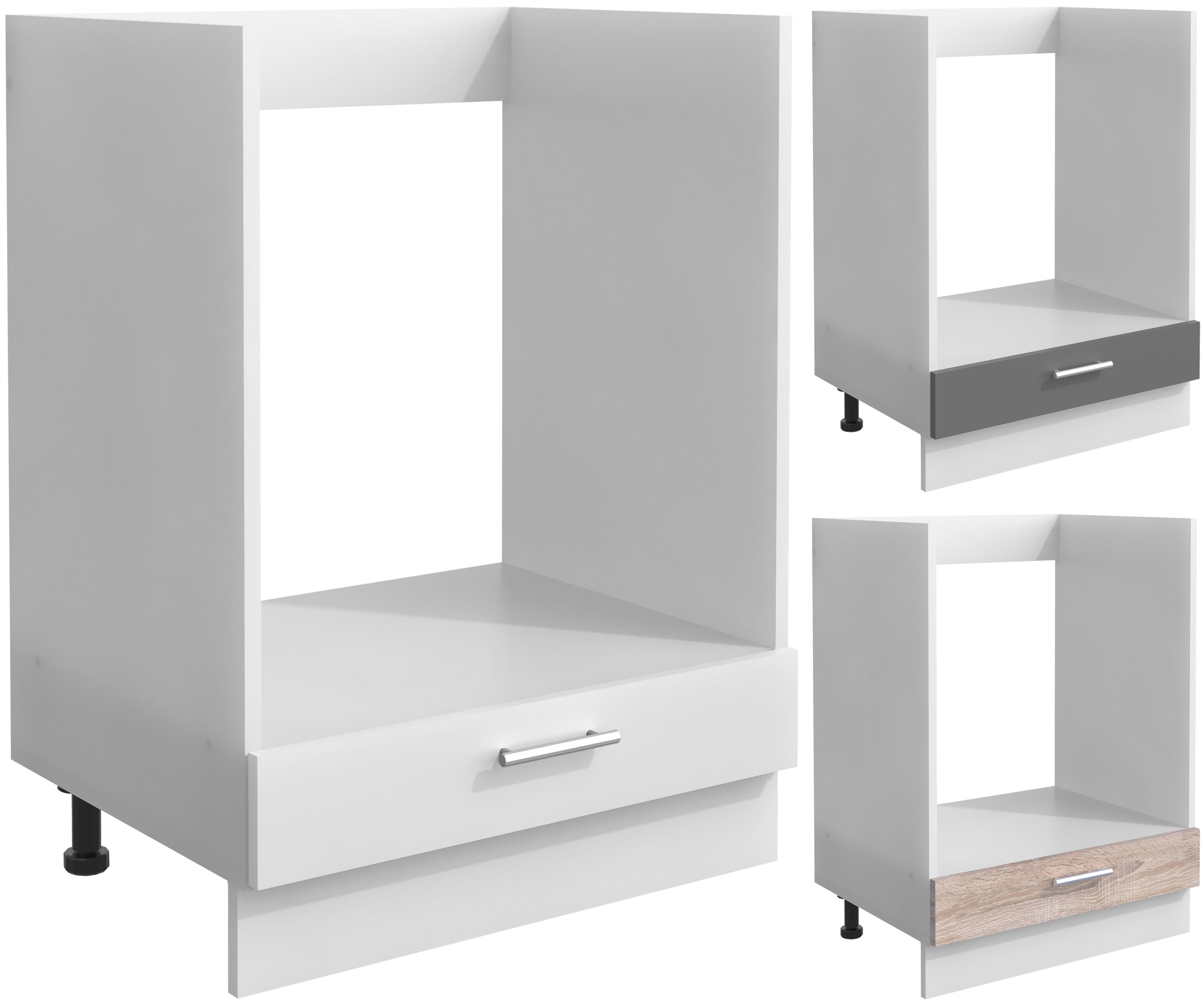 VCM Ofenschrank | Ma&szlig;e ca. H. 82 x B. 60 x. T. 46 cm | Herdumbauschrank | verstellbare F&uuml;&szlig;e | Backofenschrank mit Zusatzfach Klappe - Esilo 