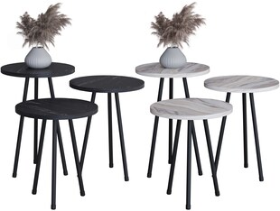 VCM 3-tlg. Set Beistelltisch | Tisch im schlichten Marmor Optik Design | Maße ca. H. 42/47/52 x B. 34 x T. 34 cm | Wohnzimmertisch - Mirola 