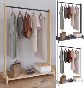 VCM Holz Kleiderschrank | offener Schrank |begehbarer | Kleiderregal | Maße ca. B. . B. 89 x H. 128 x T. 35 cm - Lempu H. 128 cm 