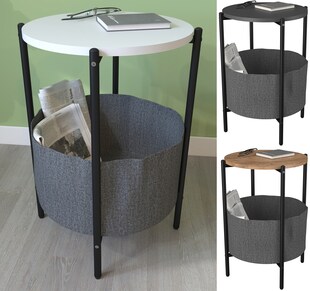 VCM Holz Beistelltisch | Couchtisch im schlichten Industriestyle | Maße ca. H. 60 x B. 43 x T. 43 cm | runder Wohnzimmertisch | Kaffeetisch - Pulia 