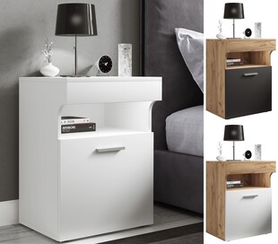 VCM Nachtschrank | Beistelltisch mit Drehtür | Nachttisch | Maße ca. H. 61 x B. 45 x T. 39 cm - Slepal M 