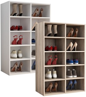 VCM Holz Schuhregal | Maße ca. H. 84 x B. 55 x T. 30 cm | Schuhkommode mit 10 Fächer | Schuhschrank - Hinsol M 