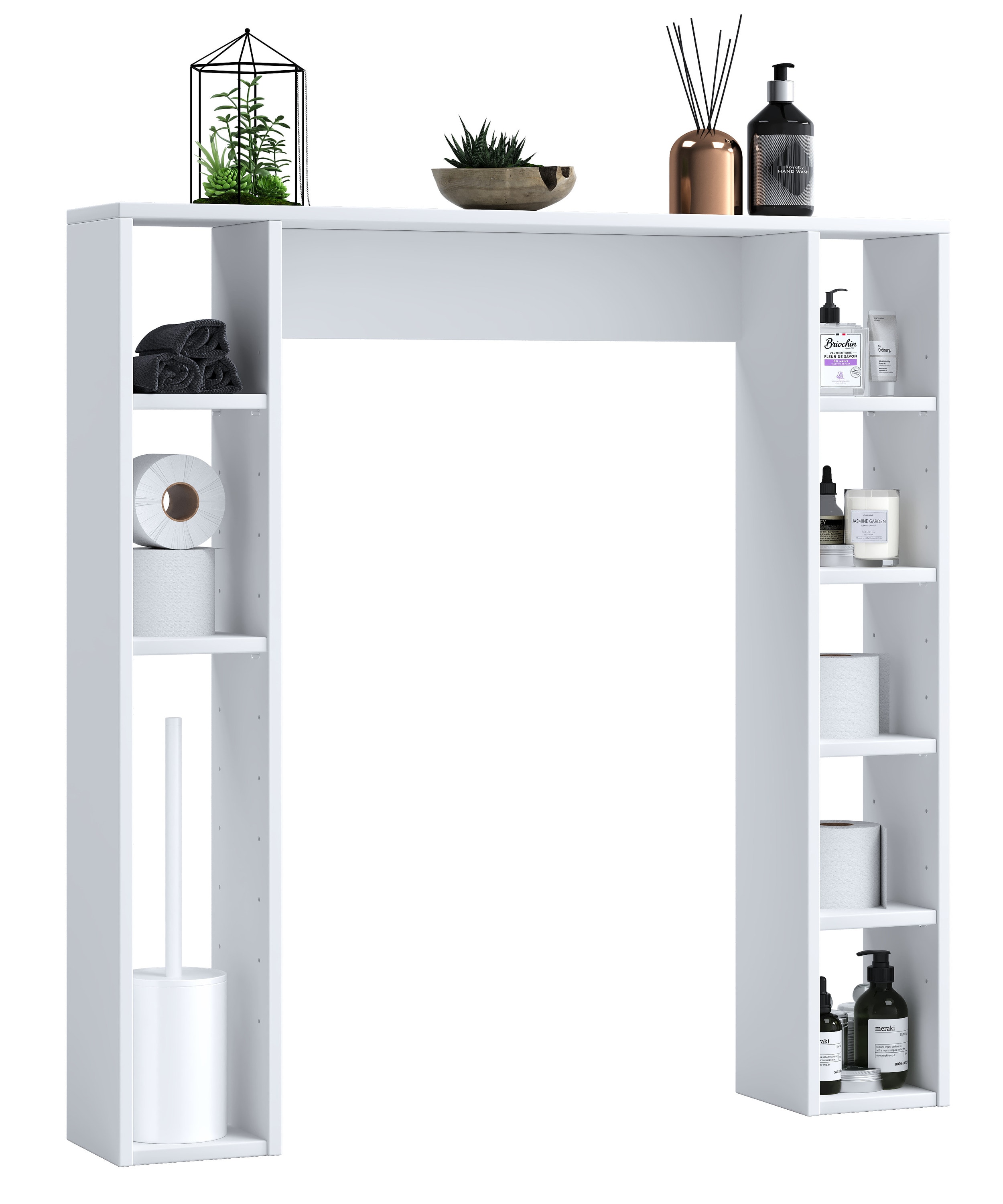 VCM Holz Wandregal | Standregal | &Uuml;berbau WC | Ma&szlig;e: H. 100 x B. 98 x T. 18 cm | 8 F&auml;cher - Tinoli M 