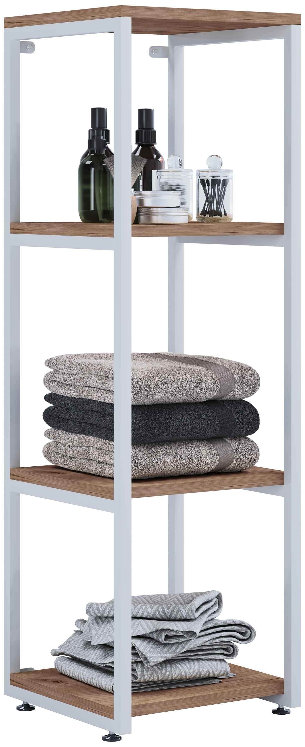 VCM Holz Badezimmerschrank | Badm&ouml;bel Metall Industrial Style | Stand Badregal | Ma&szlig;e ca. H. 112 x B. 35 x T.  35 cm - Bitila L 