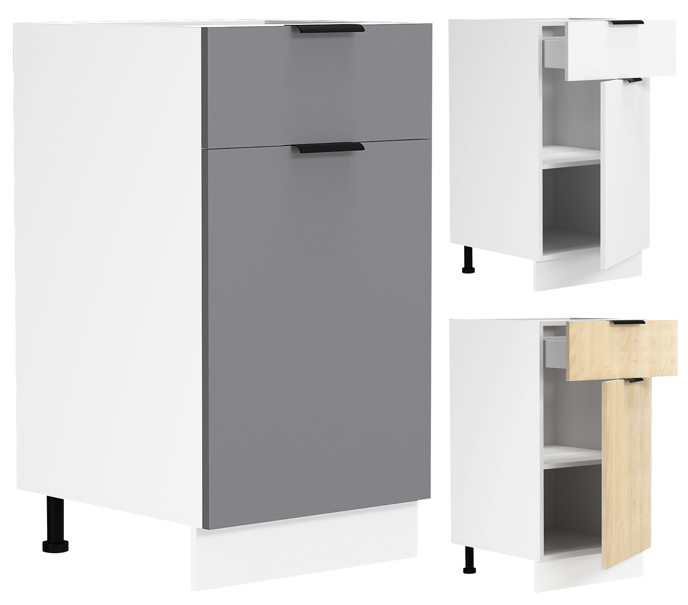 VCM K&uuml;chenschrank | Ma&szlig;e ca. H. 82 x B. 40 x T. 46 cm | Unterschrank mit einer Dreht&uuml;re und einer Schublade | K&uuml;chenm&ouml;bel - Fasola 