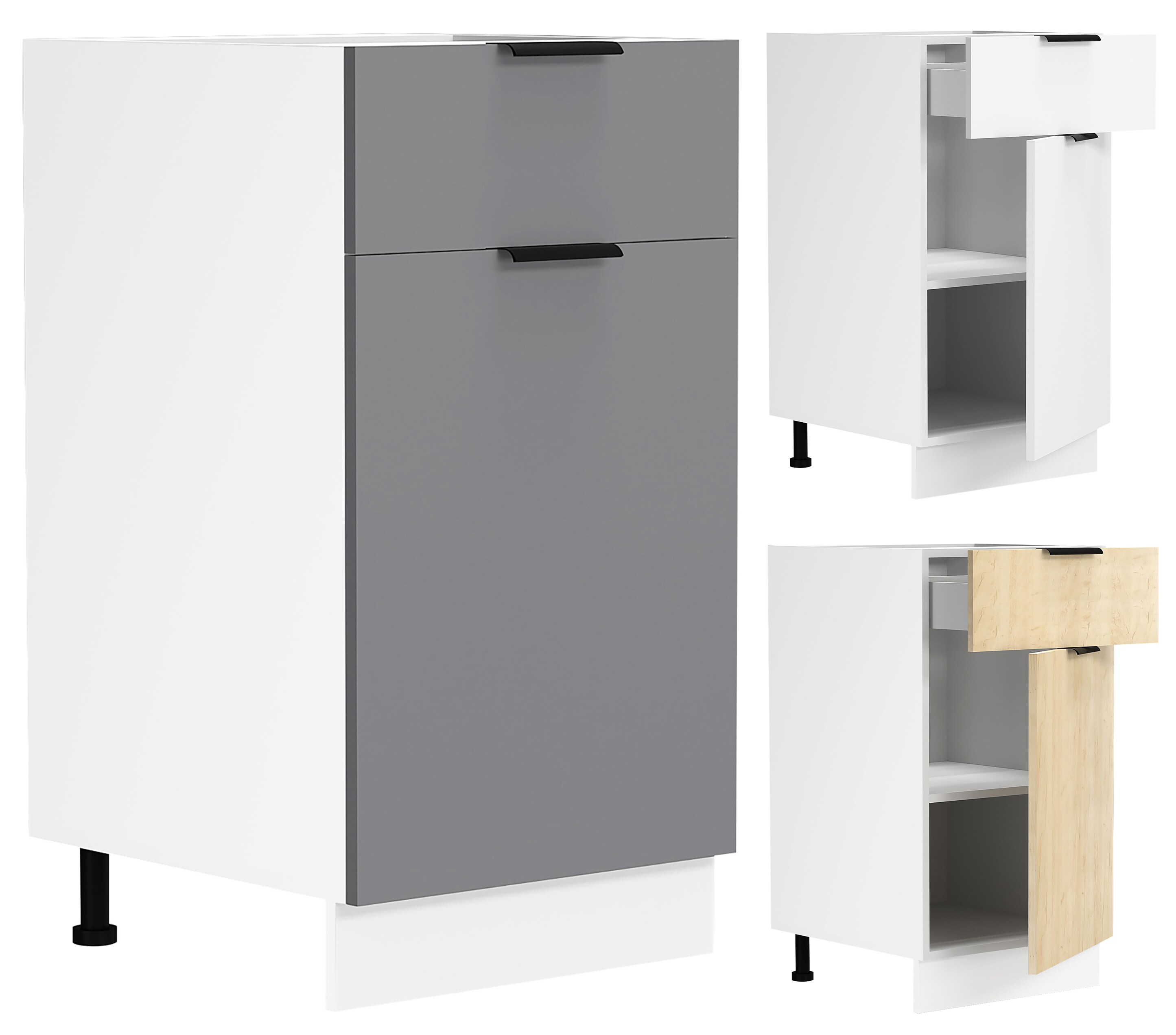 VCM K&uuml;chenschrank | Ma&szlig;e ca. H. 82 x B. 40 x T. 46 cm | Unterschrank mit einer Dreht&uuml;re und einer Schublade | K&uuml;chenm&ouml;bel - Fasola 