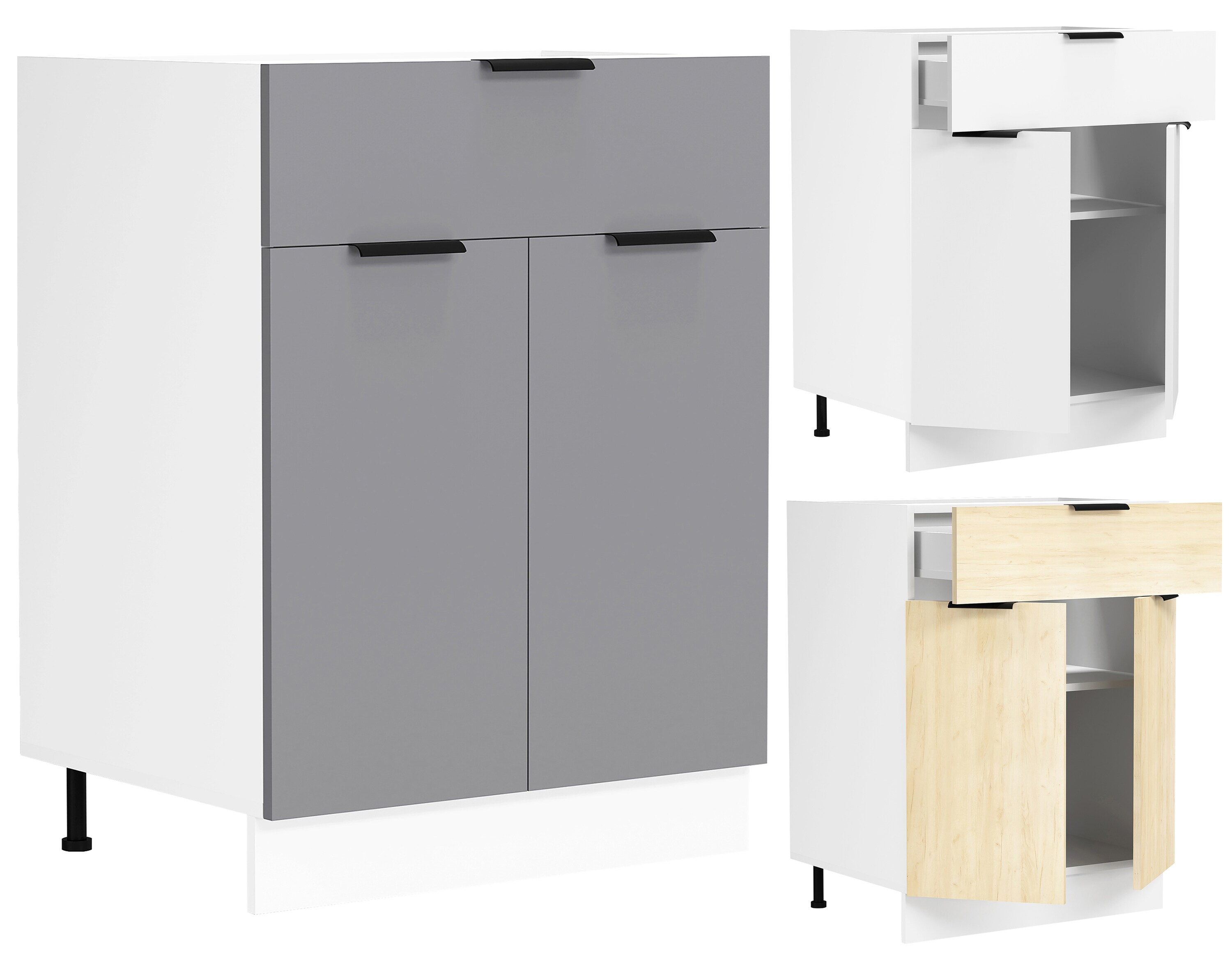 VCM K&uuml;chenschrank | Ma&szlig;e ca. H. 82 x B. 60 x. T. 46 cm | Unterschrank mit zwei Dreht&uuml;ren und einer Schublade | K&uuml;chenm&ouml;bel - Fasola 