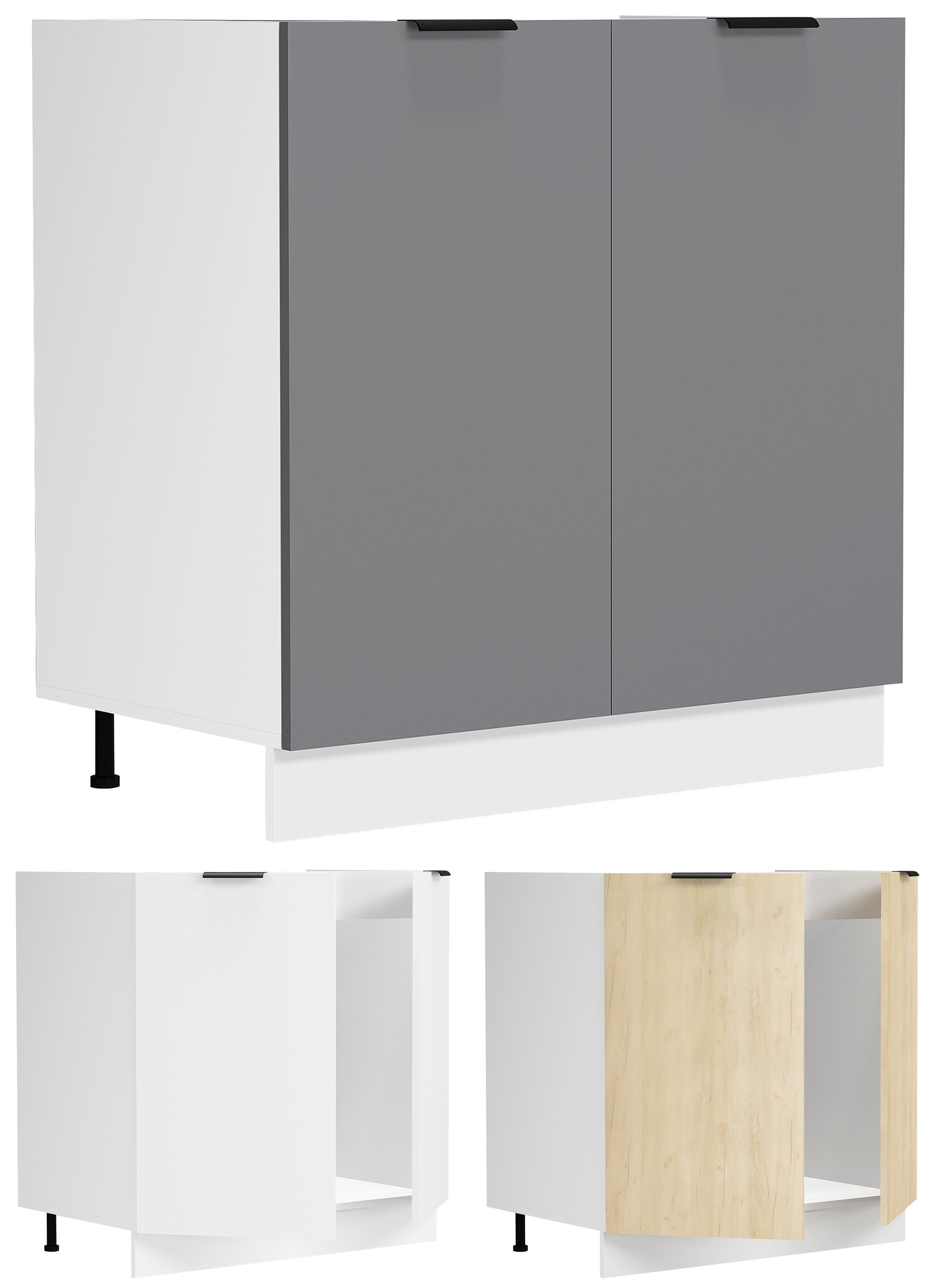 VCM Sp&uuml;lunterschrank | Ma&szlig;e ca. H. 82 x B. 80 x. T. 46 cm | Unterschrank mit zwei Dreht&uuml;ren | K&uuml;chenm&ouml;bel &ndash; Fasola 